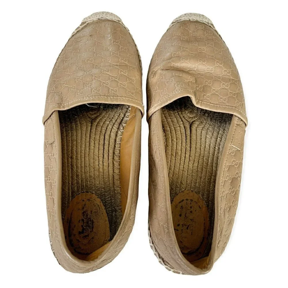 Gucci MicroGuccissima Leather Espadrilles Women's Eur Sz 39.5 US 9 Tan G…